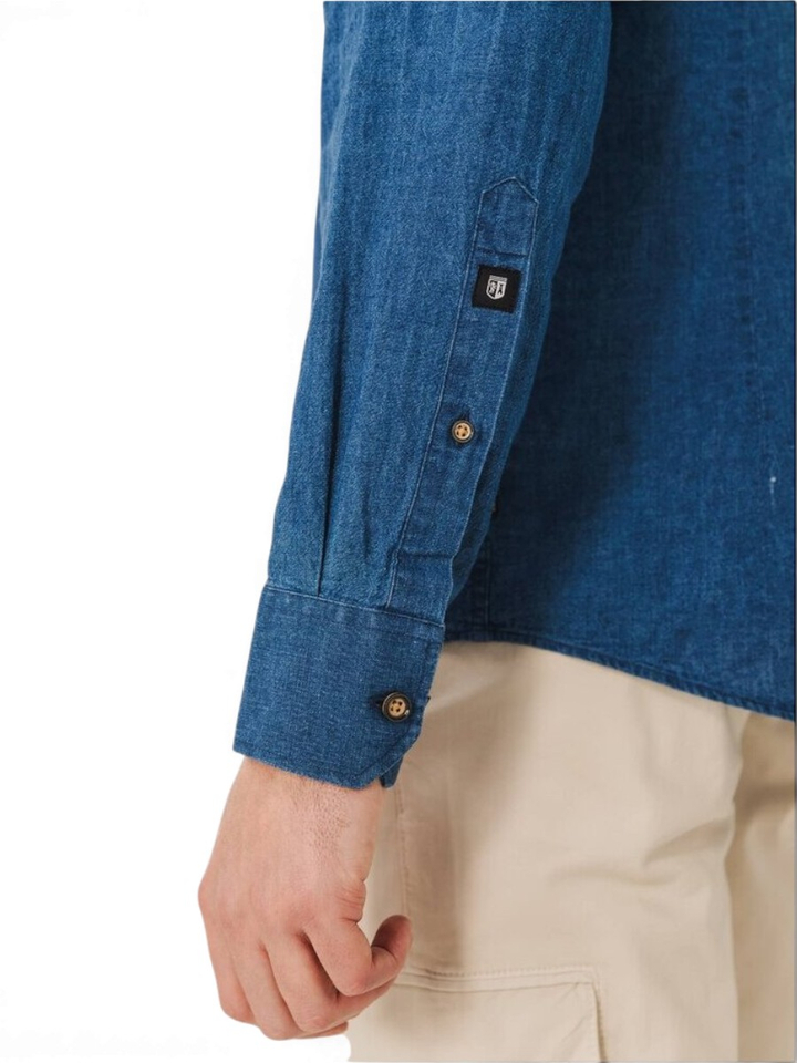 Denim look linnen hemd (regular fit) met lange mouwen State Of Art