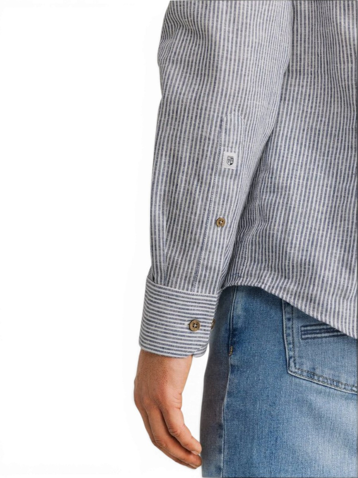 Gestreept katoenen hemd (regular fit) met lange mouwen State Of Art
