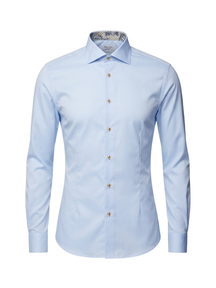 Lichtblauw katoenen hemd (slim fit) met extra lange mouwen Stenströms