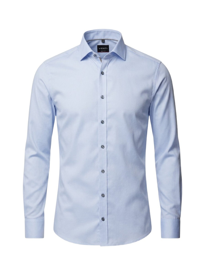 Lichtblauw katoenen gekleed hemd slim fit met lange mouwen Venti 