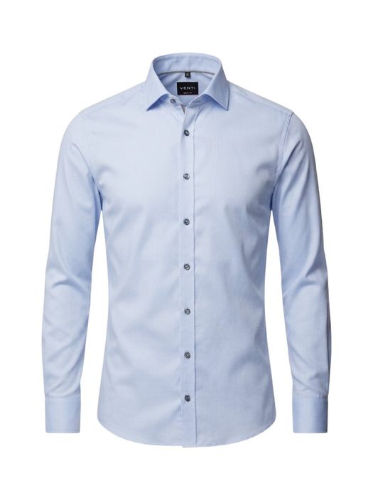 Lichtblauw katoenen gekleed hemd slim fit met lange mouwen Venti