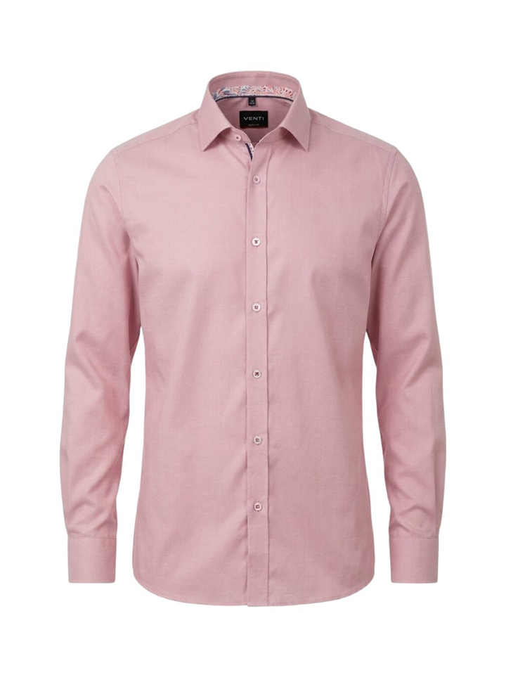 Roze katoenen hemd (regular fit) met lange mouwen Venti