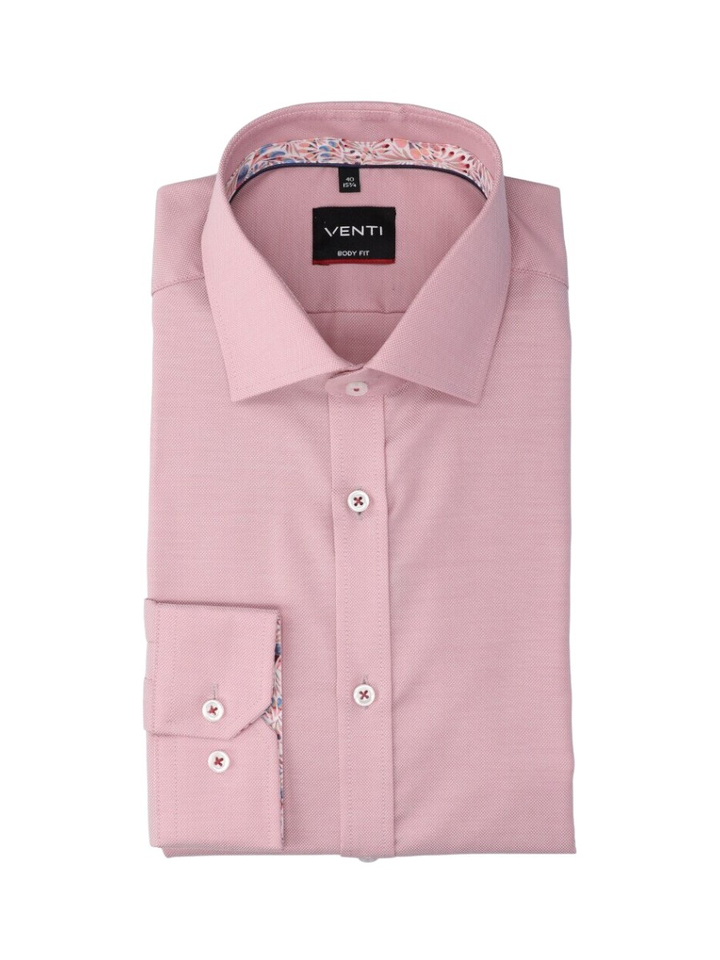 Roze katoenen hemd (regular fit) met lange mouwen Venti