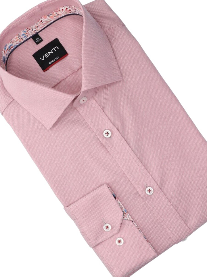 Roze katoenen hemd (regular fit) met lange mouwen Venti