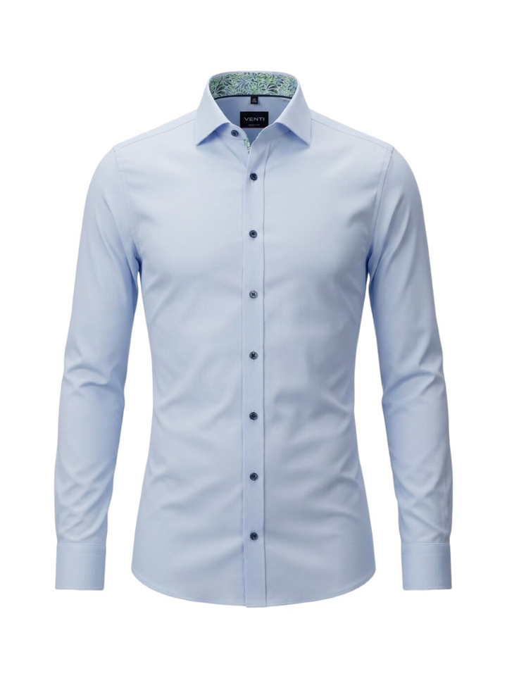 Lichtblauw katoenen hemd (slim fit) met lange mouwen Venti
