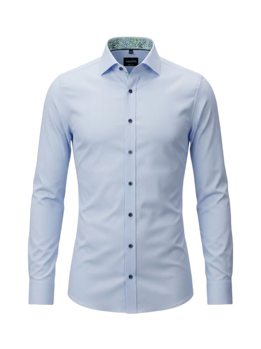 Lichtblauw katoenen hemd (slim fit) met lange mouwen Venti