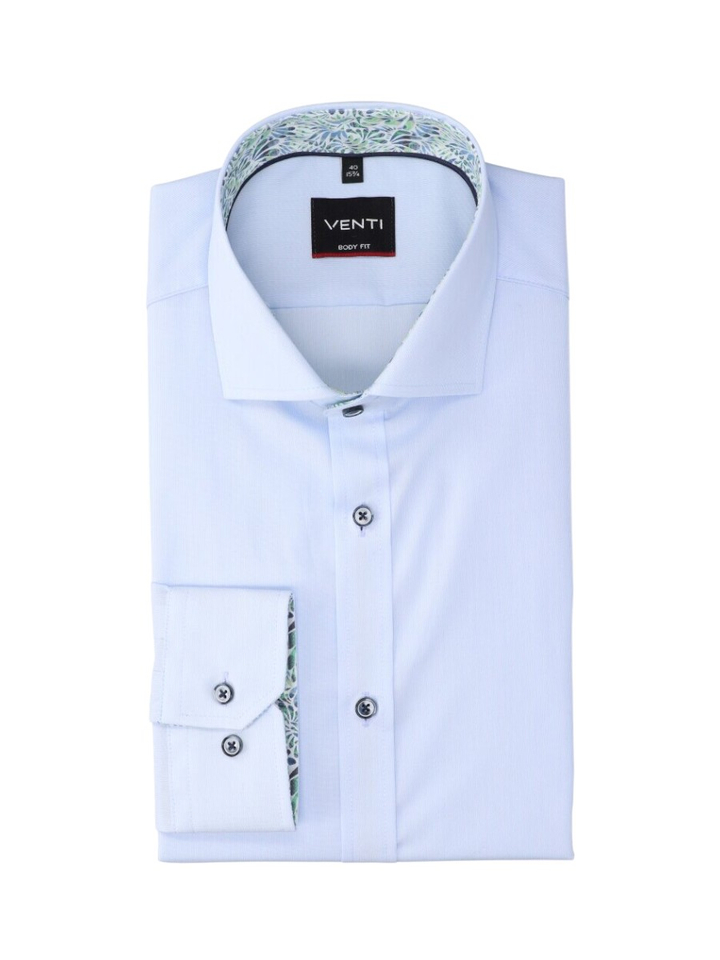 Lichtblauw katoenen hemd (slim fit) met lange mouwen Venti