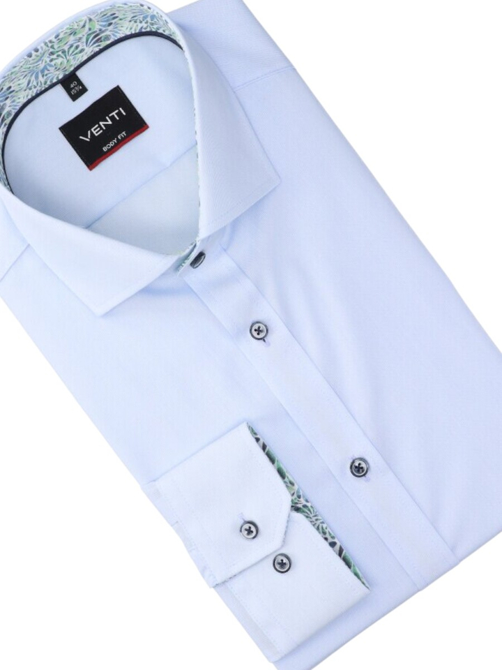 Lichtblauw katoenen hemd (slim fit) met lange mouwen Venti