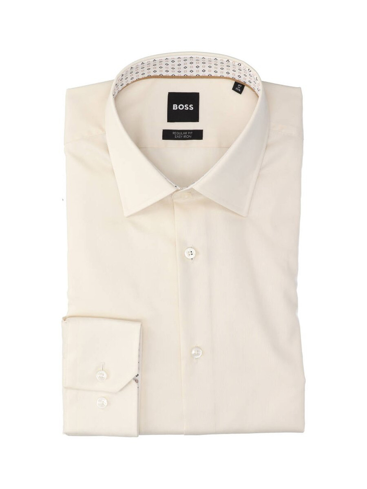 Ecru katoenen hemd (regular fit) met lange mouwen Hugo Boss