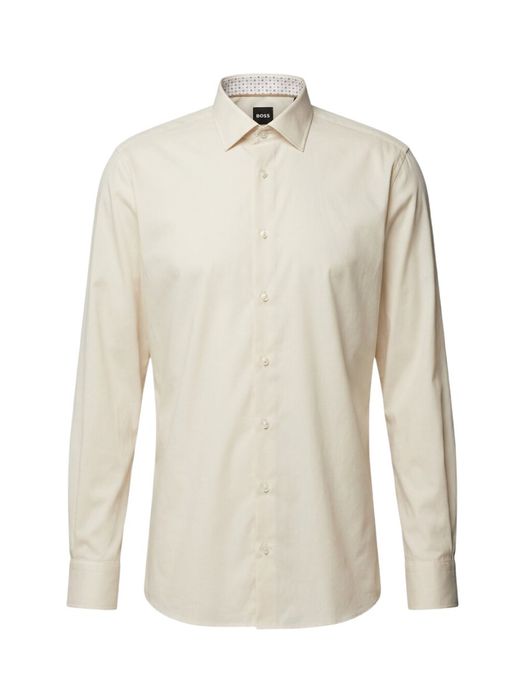 Ecru katoenen hemd (regular fit) met lange mouwen Hugo Boss
