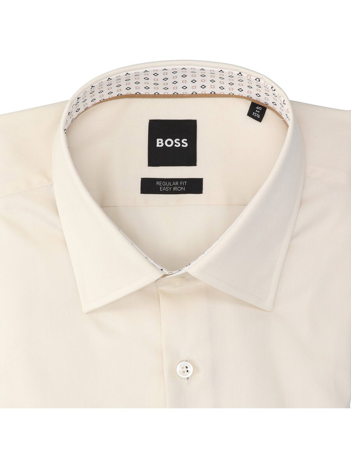 Ecru katoenen hemd (regular fit) met lange mouwen Hugo Boss