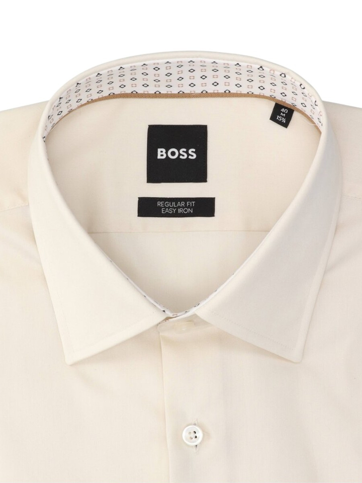 Ecru katoenen hemd (regular fit) met lange mouwen Hugo Boss