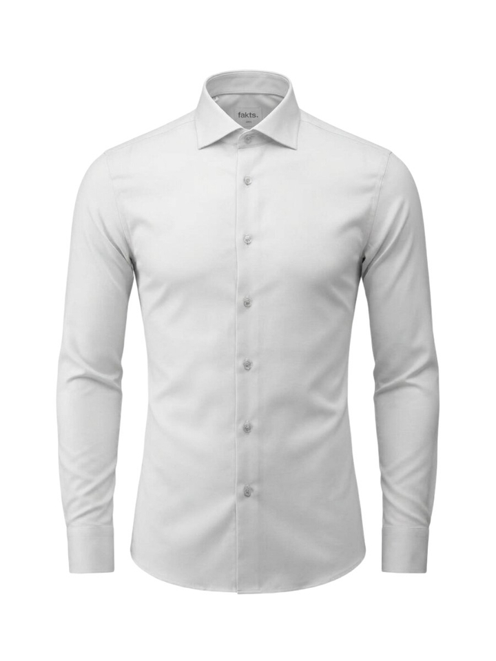 Grijs katoenen hemd (slim fit) met lange mouwen Fakts