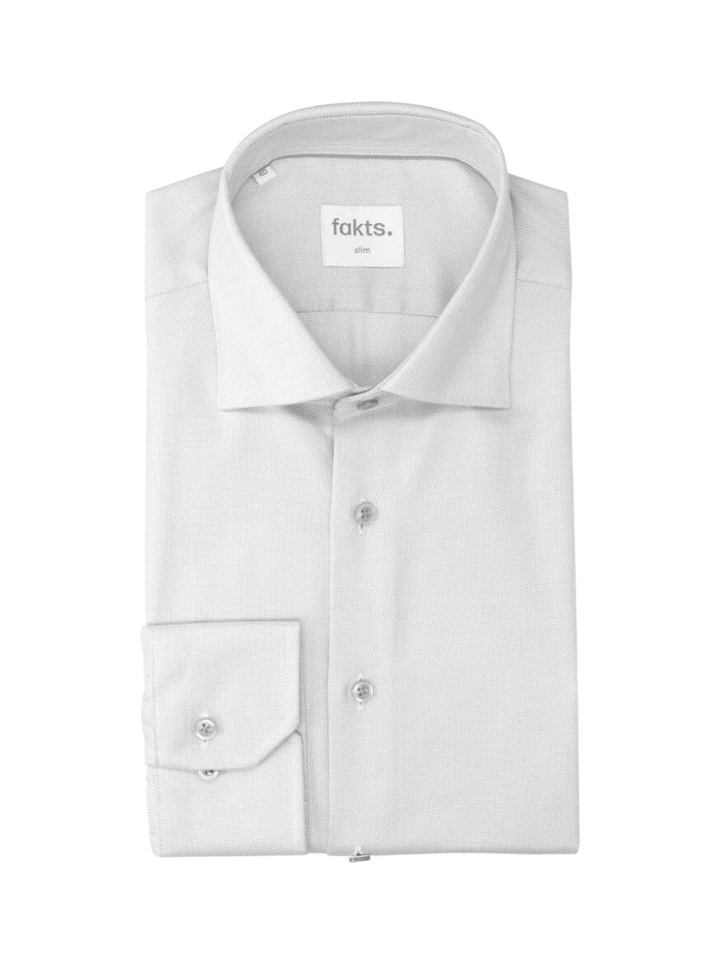 Grijs katoenen hemd (slim fit) met lange mouwen Fakts
