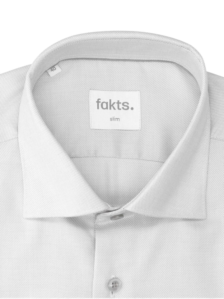 Grijs katoenen hemd (slim fit) met lange mouwen Fakts