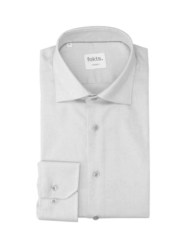 Grijs katoenen hemd ( modern fit) met lange mouwen Fakts