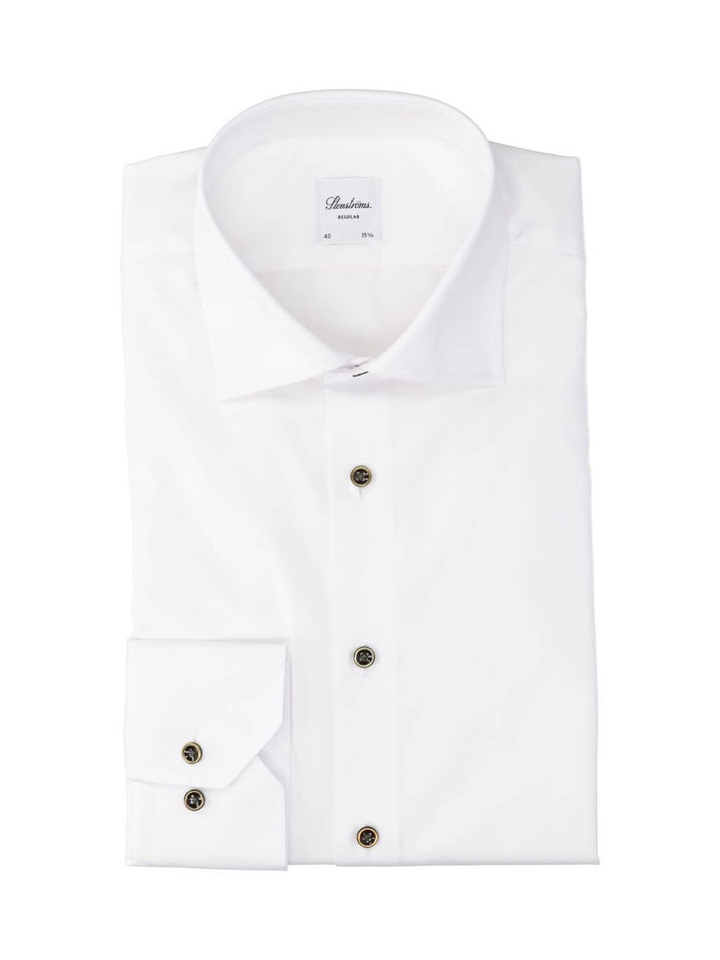 Wit katoenen hemd (regular fit) met lange mouwen Stenströms