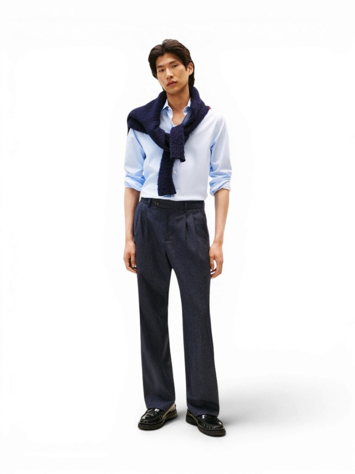 Lichtblauw katoenen hemd (slim fit) met lange mouwen Tommy Hilfiger