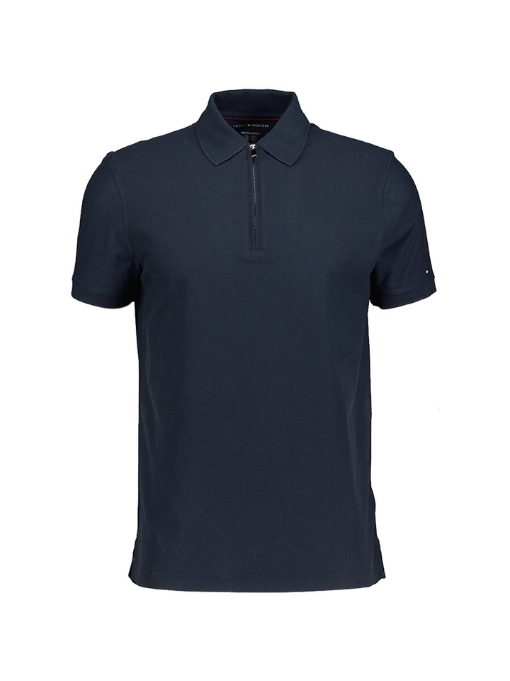 Blauwe polo met korte rits Tommy Hilfiger