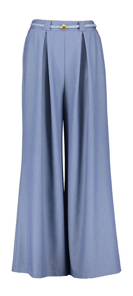 Blauwe losvallende broek met riem detail Rinascimento 