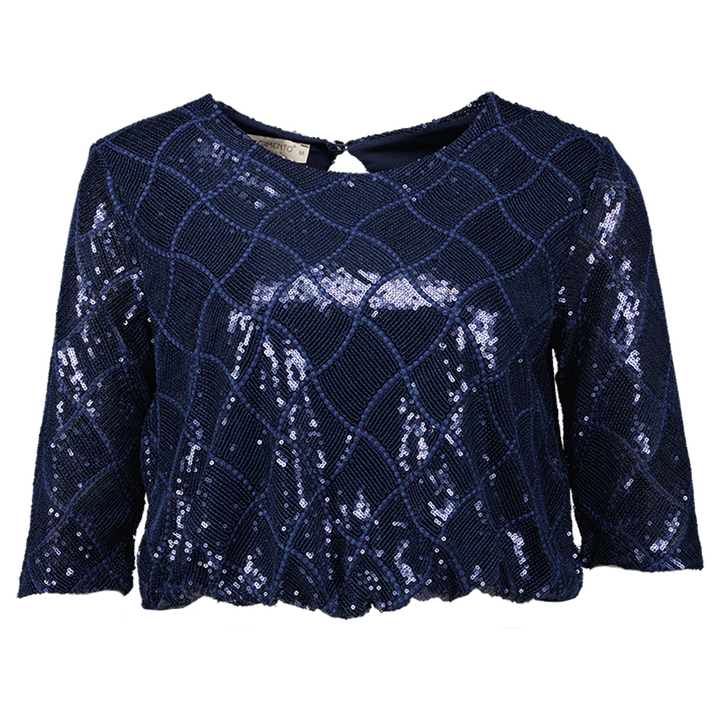 Blauwe pailletten bloes Rinascimento