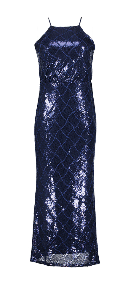 Blauwe feestelijke pailletten jurk Rinascimento