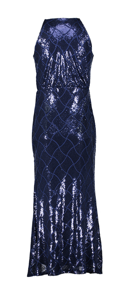 Blauwe feestelijke pailletten jurk Rinascimento