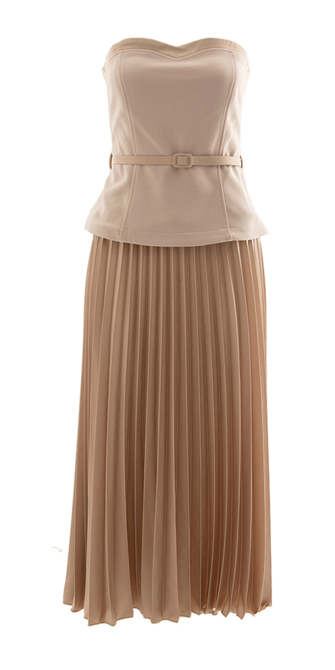Beige feestelijke bustier jurk Rinacimento 