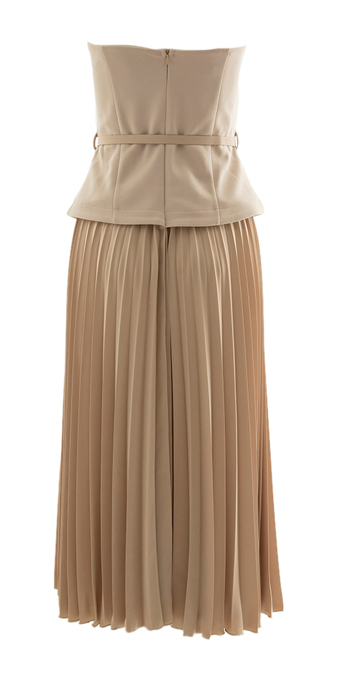 Beige feestelijke bustier jurk Rinacimento 