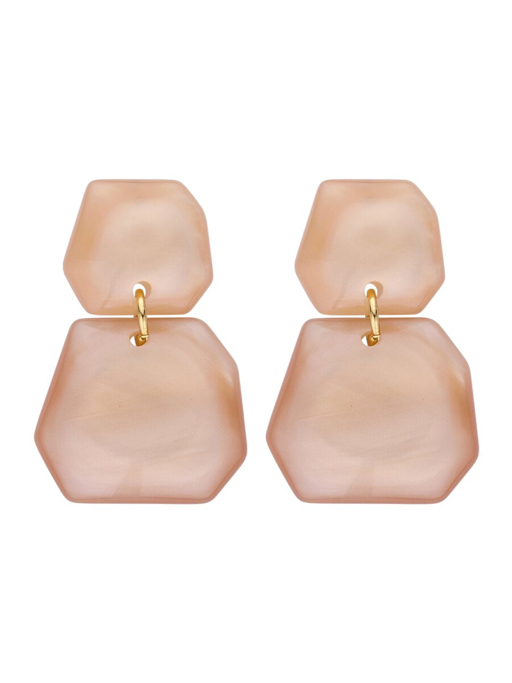 Beige oorbellen met glanzende stenen in hars Koralie OB Les Cordes