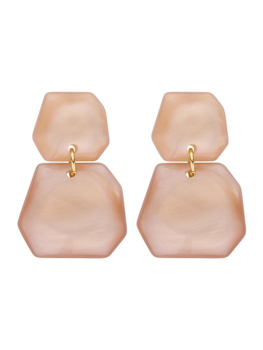 Beige oorbellen met glanzende stenen in hars Koralie OB Les Cordes