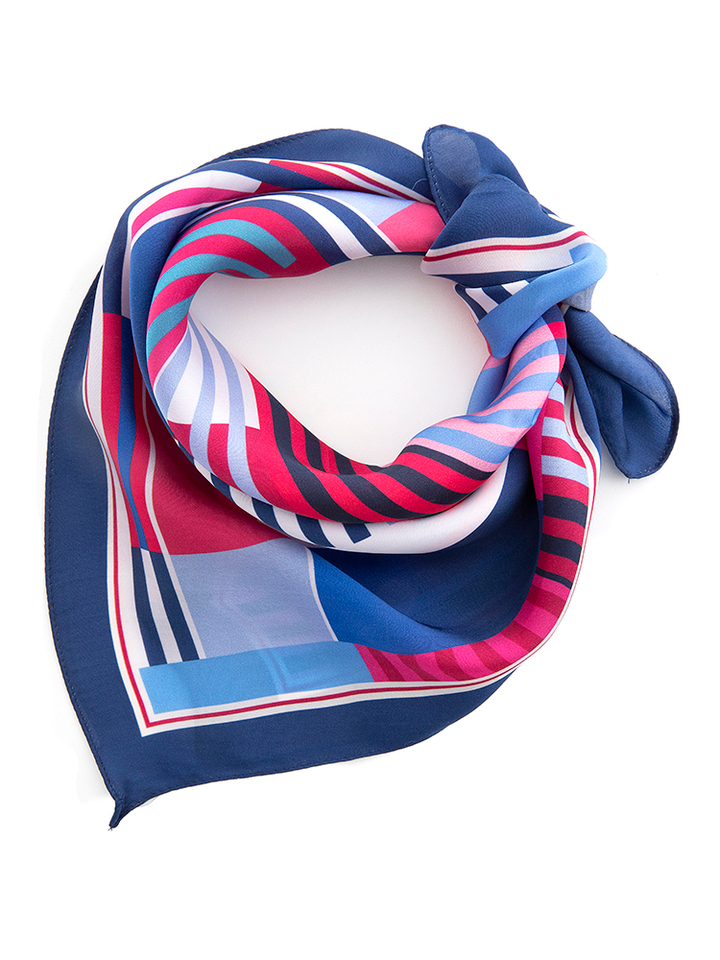 Donkerblauw multicolor sjaal Les Cordes 