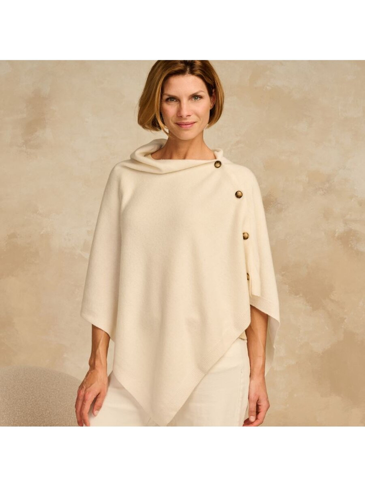 Ecru poncho met knopen Les Cordes