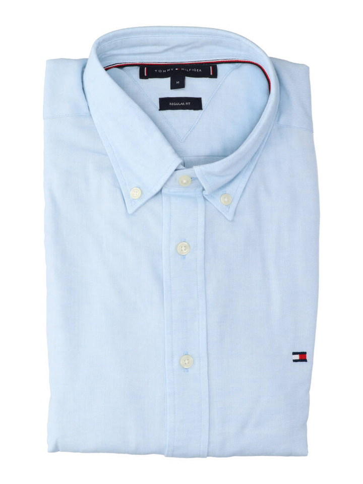 Jeansblauw katoenen hemd (regular fit) met lange mouwen Tommy Hilfiger 