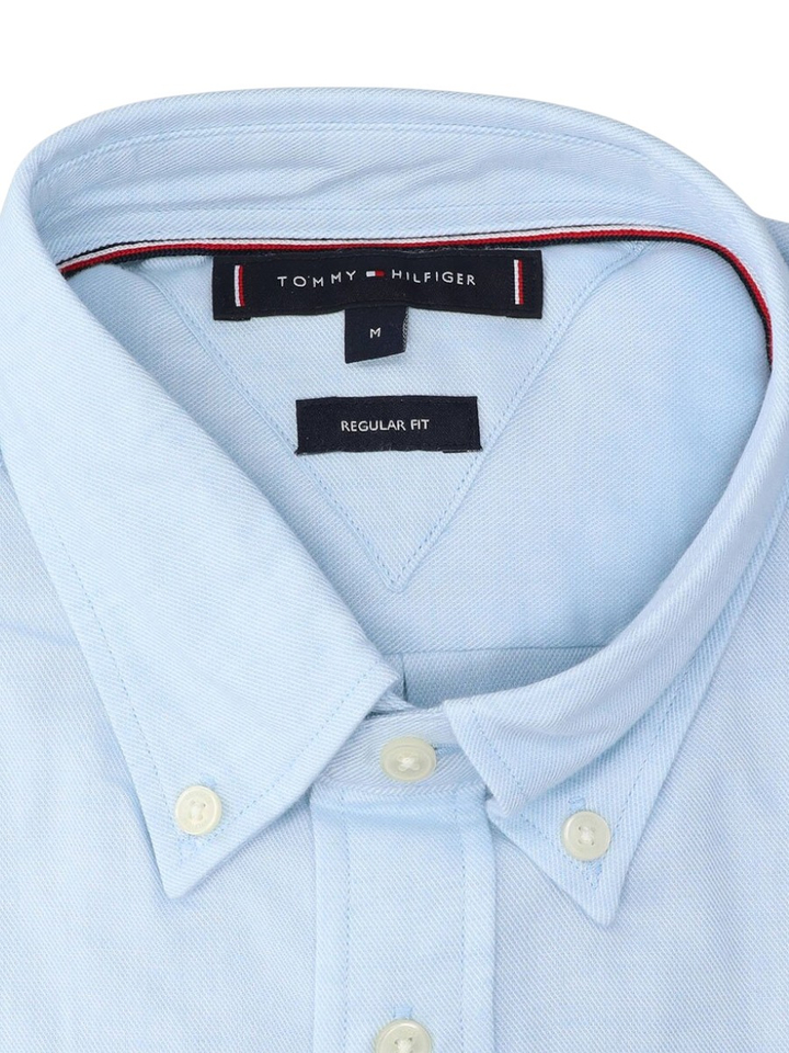 Jeansblauw katoenen hemd (regular fit) met lange mouwen Tommy Hilfiger