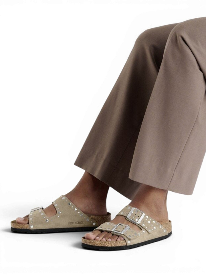 Taupe Arizona rivet suede sandalen Birkenstock 