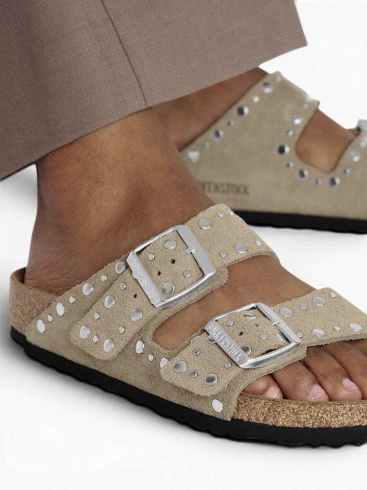 Taupe Arizona rivet suede sandalen Birkenstock 