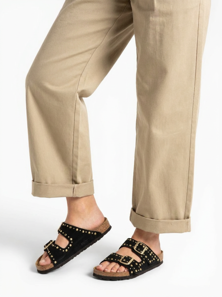 Zwart Arizona rivet suede leather Birkenstock