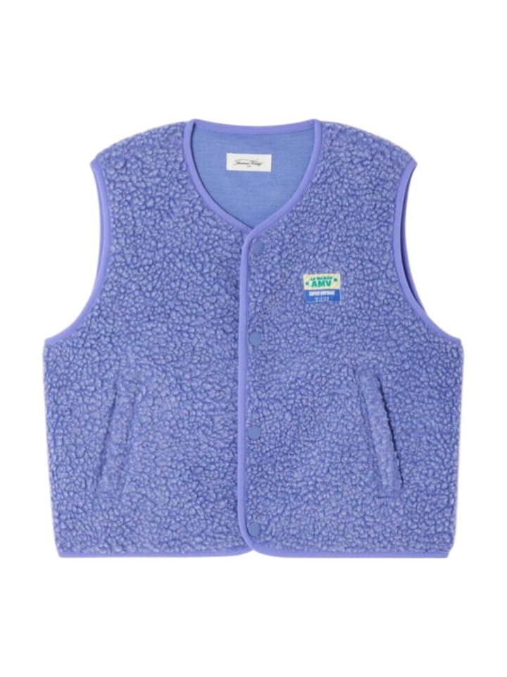 Paarse bodywarmer in teddy American Vintage 