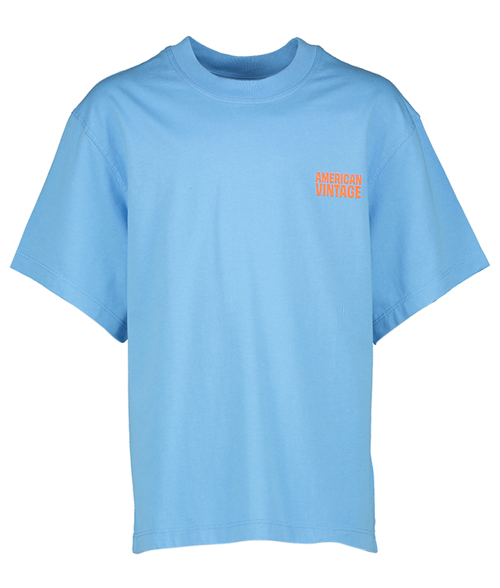 Blauwe katoenen t-shirt met logo American Vintage