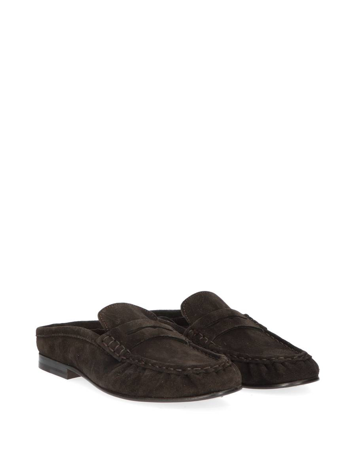 Donkerbruine loafers in suede Penny Loafer Wrinkle Posa 