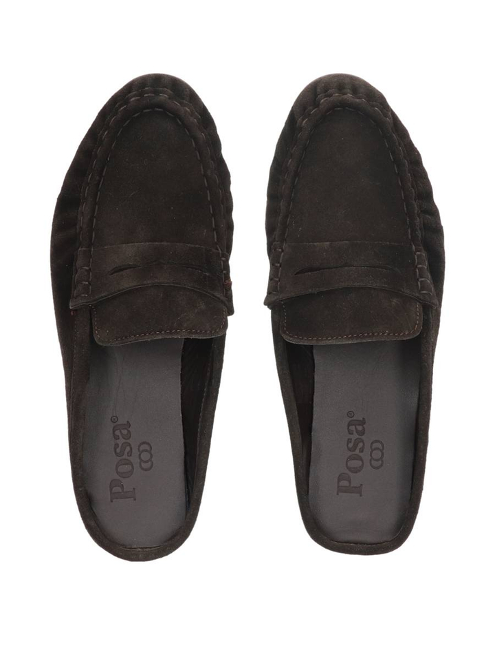 Donkerbruine loafers in suede Penny Loafer Wrinkle Posa 