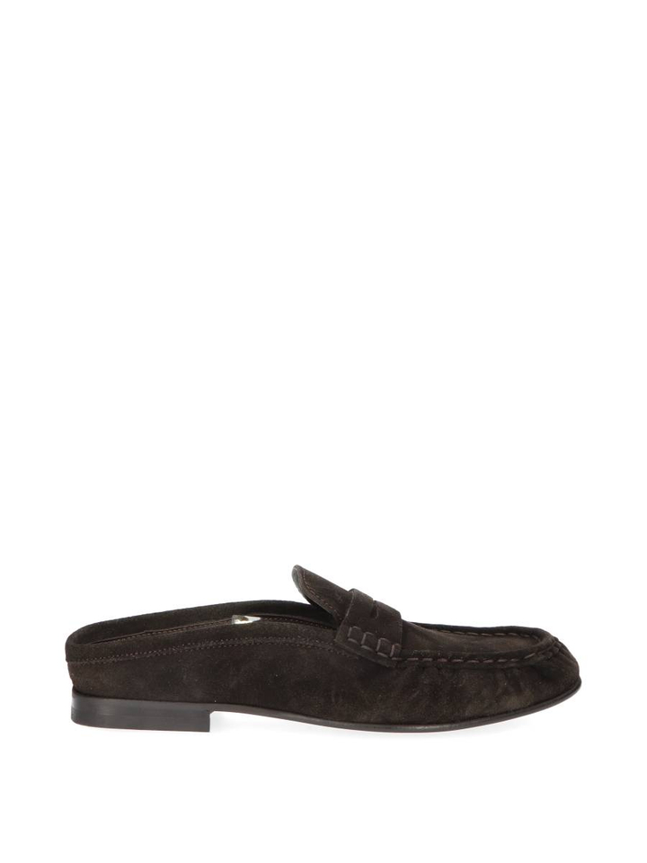 Donkerbruine loafers in suede Penny Loafer Wrinkle Posa 