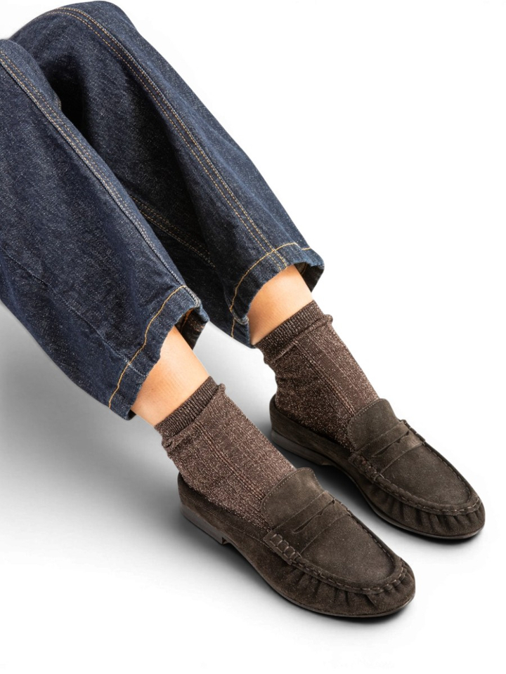 Donkerbruine loafers in suede Penny Loafer Wrinkle Posa