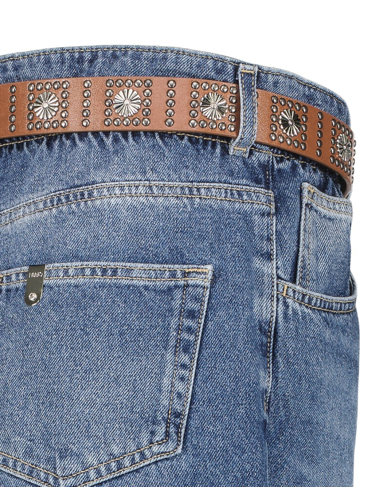Blauwe loose fit jeans met strop in taille en riem Liu Jo