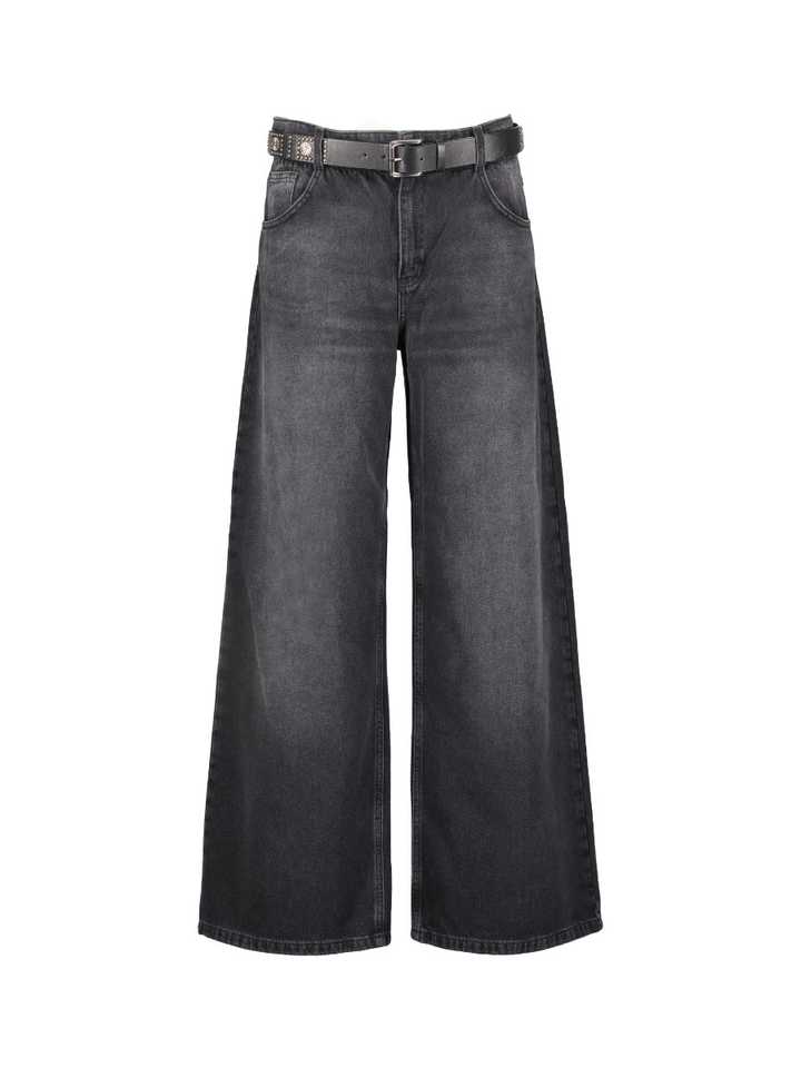 Zwarte loose fit jeans met strop in taille en riem Liu Jo 