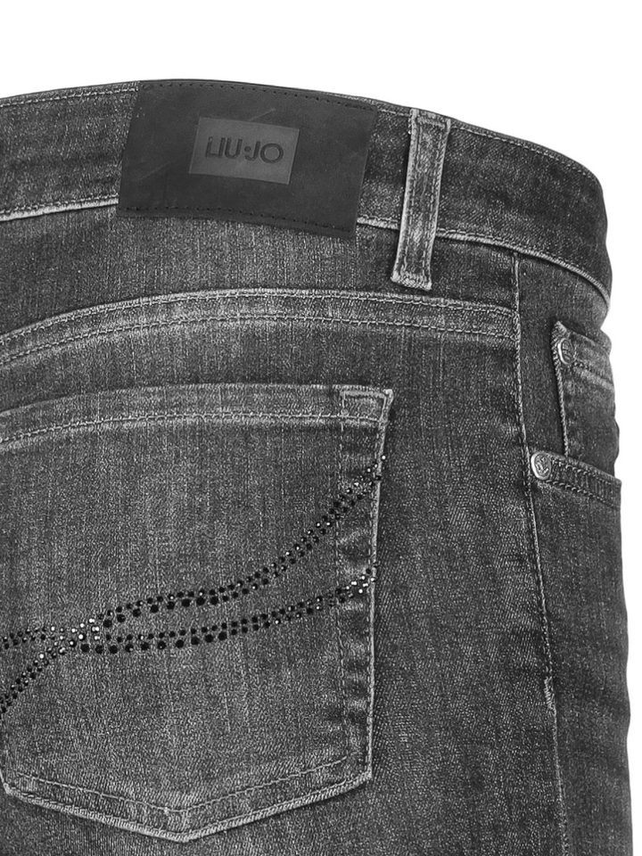 Donkergrijze slim enkel jeans met strass Liu Jo
