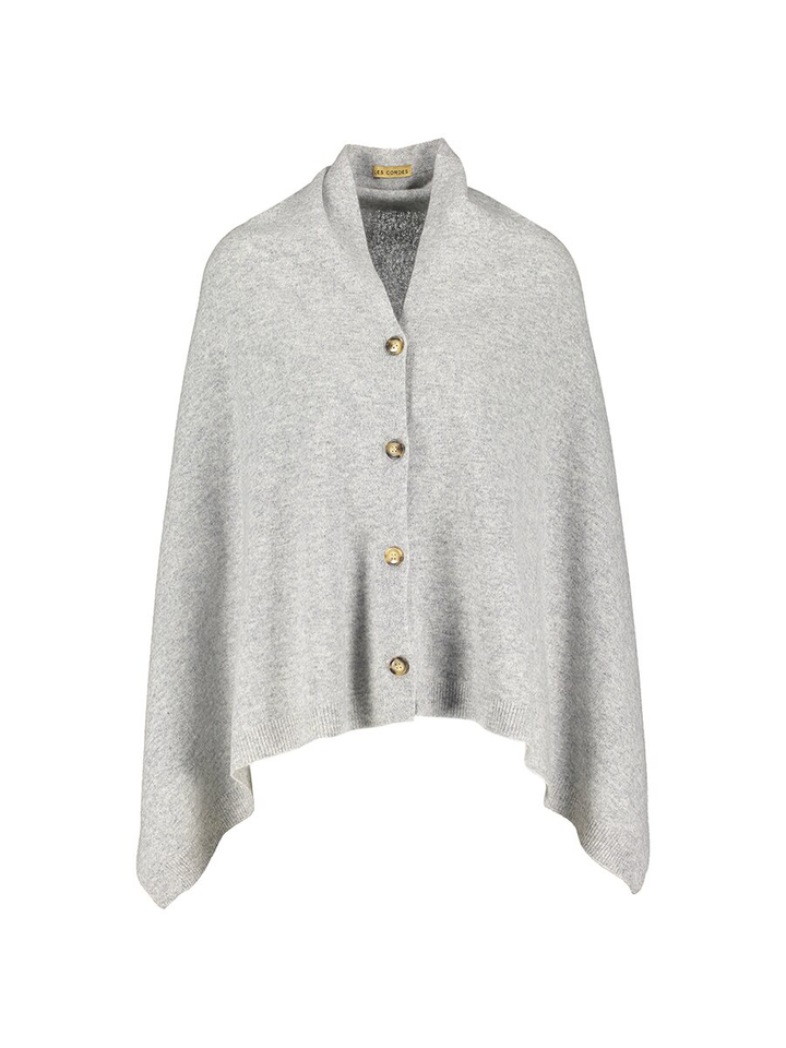 Grijze poncho met tortoise knopen Les Cordes
