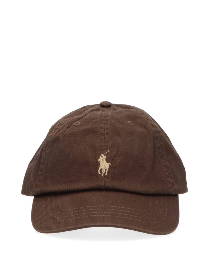 Donkerbruine pet met beige logo Ralph Lauren