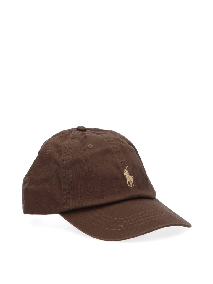 Donkerbruine pet met beige logo Ralph Lauren